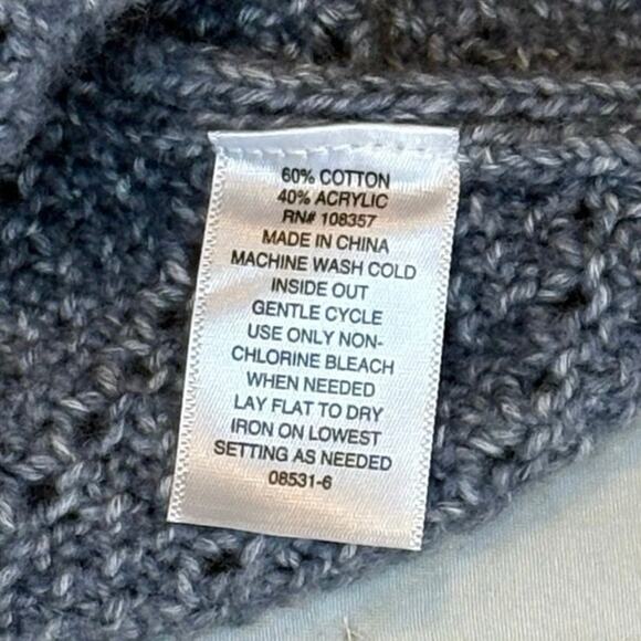 Blue Marled Textured Knit Crop Sweater Women’s M | Long Sleeve Crew Neck - Picture 5 of 9